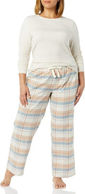 Women's Lightweight Flannel Pant and Long-Sleeve T-Shirt Sleep Set