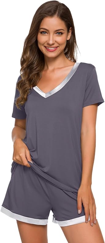 Viscose from Bamboo Pajamas Set for Women Soft Short Sleeve with Shorts Cooling Summer Plus Size Pjs Sets Sleepwear S-4X