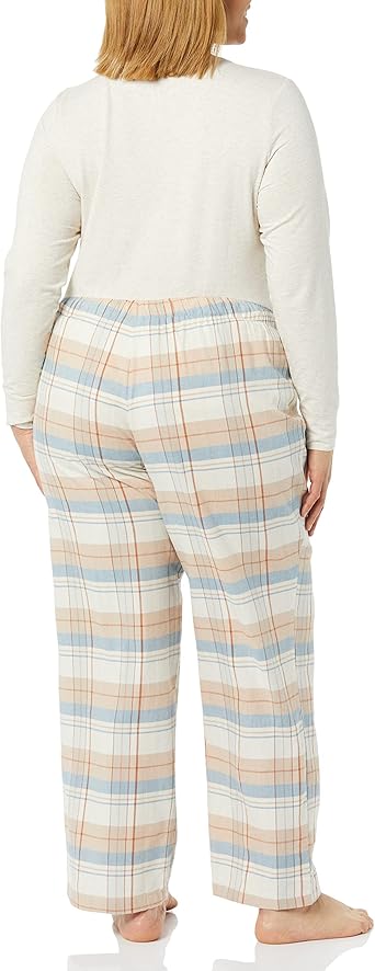 Women's Lightweight Flannel Pant and Long-Sleeve T-Shirt Sleep Set