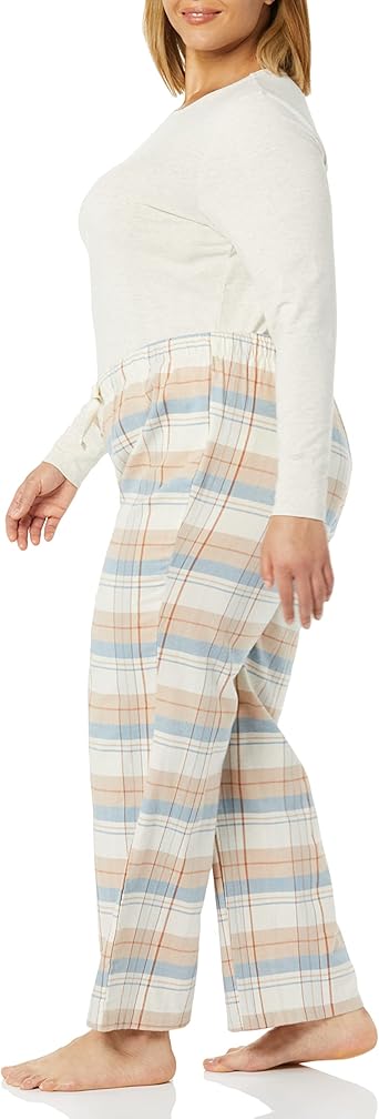 Women's Lightweight Flannel Pant and Long-Sleeve T-Shirt Sleep Set