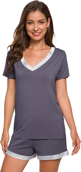 Viscose from Bamboo Pajamas Set for Women Soft Short Sleeve with Shorts Cooling Summer Plus Size Pjs Sets Sleepwear S-4X