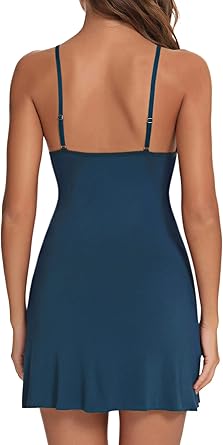 Women Sexy Lace Chemise Nightgown Sleepwear V Neck Full Slip Babydoll Lingerie Sleep Dress